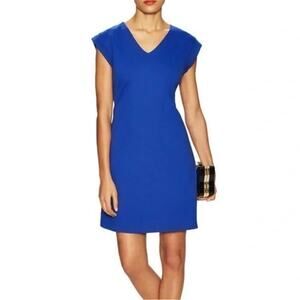 Kate Spade Blue Ponte Knit A-Line Cap Sleeve Mini Dress Wedding Guest Size 2
